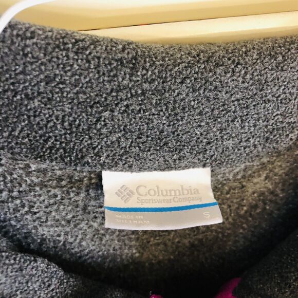 Columbia Womens Fleece Jacket Small Gray Pink Lightwieght Full Zip Cinch Waist - Picture 5 of 6